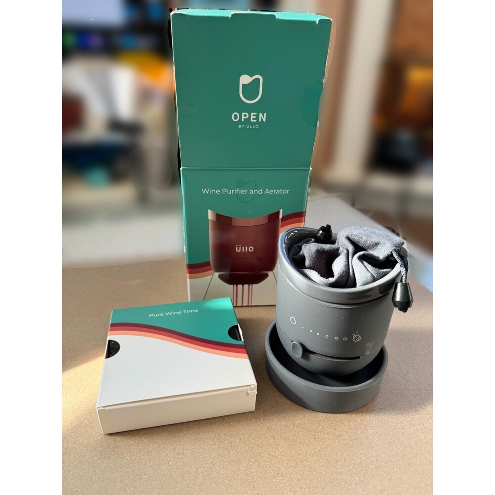 Ullo Open Wine Purifier with 3 Sulfite Filters Smoke Grey Open Box